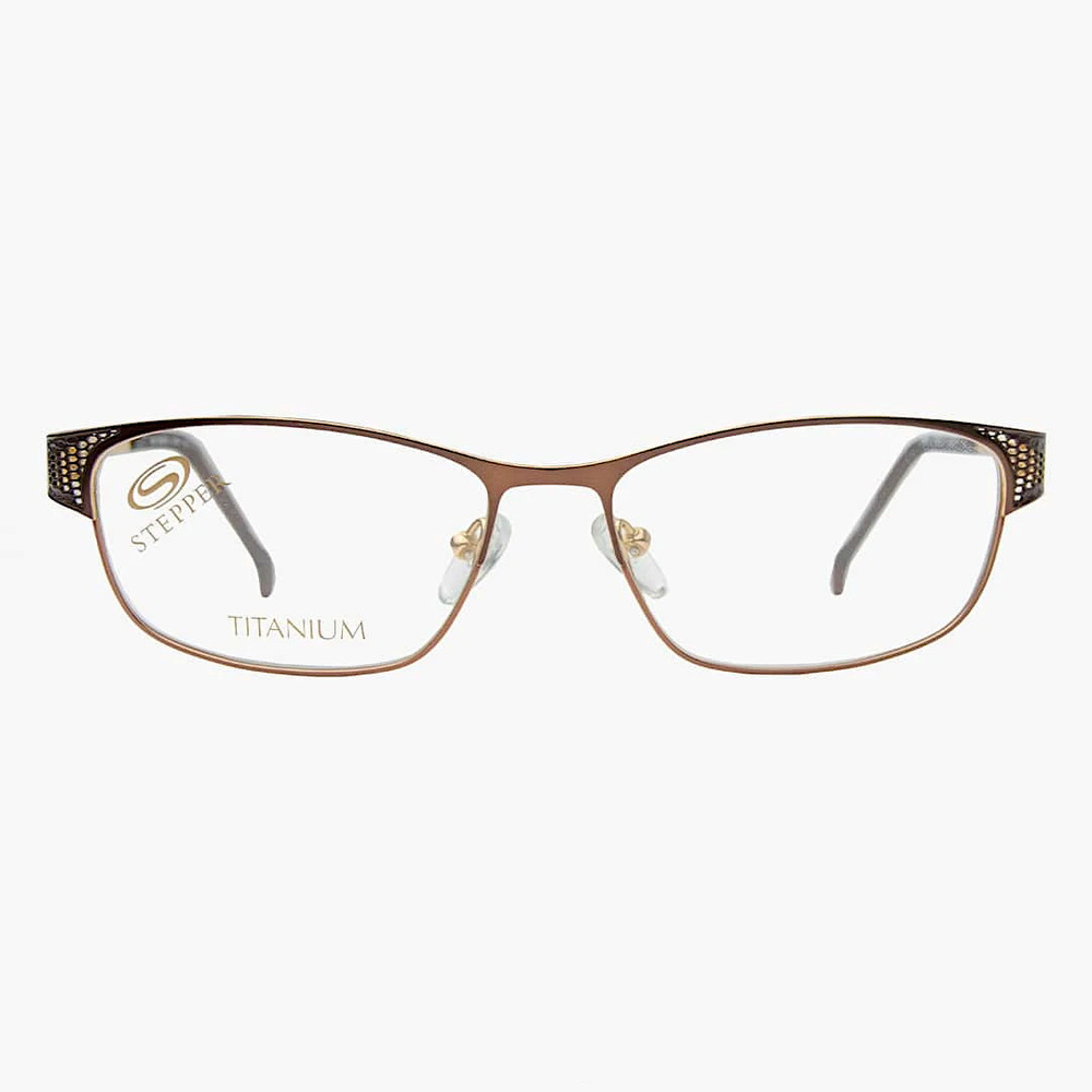 Stepper Mesh SI-50121 Titanium Eyeglasses Brown Rectangle Frame 32-15-130